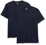 Amazon Essentials Men's T-Shirt Slim-Fit Short-Sleeved Crewneck Pocket, Pack of 2, Navy, XS