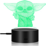 Baby Yoda Leksaker 3D Lampa Star Wars Presenter LED Nattlampa 7 Färger