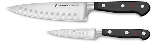 WÜSTHOF Classic Hollow Edge 2-Piece Chef's Knife Set, Black, 6-inch and 3.5-inch