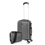 ITACA - Valise Cabine 55x40x20, Valise Cabine, Valise À roulettes, Valise Roulette, Valise Rigide, Résistant, Légère, Anthracite