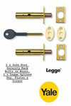 RACK BOLTS 2 x YALE DOOR SECURITY BOLTS, BRASS FINISH WITH 1 x LEGGE SPLINED KEY