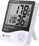 Thermomètre Hygromètre Intérieur Ecran Numérique Lcd À Haute Précision Matériau Abs Horloge Alarme Calendrier Moniteur De Température Et D¿Humidité Pour Bureau, Maison, Garage, Chambre De Bébé