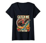 Womens Catch Me If You Can Skateboarding Turkey Thanksgiving V-Neck T-Shirt