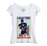 T-Shirt Femme Col Echancré Captain America War Bonds Avengers Super Héros