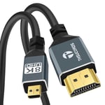 Extra Thin 4K 8K Câble Micro Hdmi Vers Hdmi 2M,Ultra Extrêmement & Flexible Fin Câble Micro Hdmi Supporte 48Gbps 8K@60Hz,4K@120Hz For Gopro Raspberry Pi 4 Sony Camera Nikon