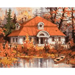 LUOYCXI DIY digital painting adult kit canvas painting bedroom living room decoration painting landscape riverside cottage-50X50CM