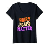 Womens Hairy Flaps Matter, Funny Embarrassing Adult Humor Groovy V-Neck T-Shirt