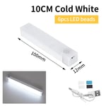 Led Bar Lights Usb Uppladdningsbara Rörelsensor Nattljus Bärbar Induktionsskåp Ljus För Garderob Hallway Trappan 10CM Cold White