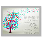 Enjoy Little Things Life Bubble Tree Quote Typography A4 Artwork Framed Wall Art Print