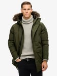 Superdry Everest Faux Fur Parka Jacket, Army Khaki Green