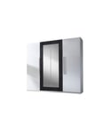 Armoire 4 portes avec miroirs couleur blanc et gris anthracite - IRINA