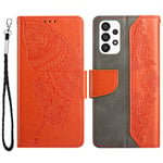 Butterfly Flower Imprinted Plånboksfodral Galaxy A53 5G - Orange