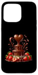 Coque pour iPhone 15 Pro Max Fontaine à chocolat en forme de cœur - Saint-Valentin romantique