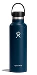 HYDRO FLASK - Gourde Isotherme 621 ml (21 oz) - Bouteille Inox à Isolation Sous Vide - Bouchon Antifuite et Revêtement par Poudre - Sans BPA - Ouverture Standard - Indigo