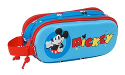 Safta Mickey Mouse 3D Trousse Double 3D, Trousse pour Enfant, idéale pour Les Enfants d'âge Scolaire, Confortable et Polyvalente, qualité et résistance, 21 x 6 x 8 cm, Couleur Bleue, Bleu, Estándar,