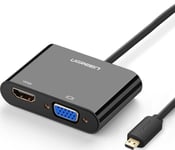 Adapter Av Ugreen Hdmi Micro - Hdmi -  D-Sub (Vga) + Jack 3.5Mm Czarny (Mm115)