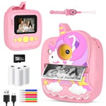 Kids Camera Instant Print, Christmas Birthday Gifts for Kids Age 3-8, 48MP &1080P Kids Digital Camera with Silicone Cover, Instant Kids Camera Gifts for Girls 3-10 Year Old