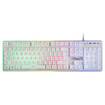 MARSGAMING MK220W Blanc, Clavier Gaming H-Mech, FRGB Rainbow et Halo, Antighosting, Langue Espagnole