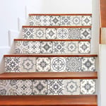 2 Stickers adhésifs escalier carrelages | Sticker Autocollant contremarche Carreaux de ciment – Stickers contremarche carrelages | Escalier carreaux de ciment adhésif - azulejos – 15x105cm - 2 bandes