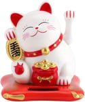 Lucky Cat,Chat Chinois Porte Bonheur,Maneki Neko Solar Alimenté,Japonais Chat Japonais Porte Bonheur Voiture Chat,Figurine Chat Avec L'énergie Solaire Décoration Maneki-Neko Chat,6,5 X 7 X 7,6cm