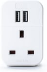 STATUS Multi USB Plug Adapter White | 2 Port USB Adaptor Plug Through |