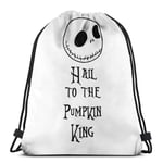 WH-CLA Drawstring Bags Nightmare Hail To The Pumpkin King Men Drawstring Bags Unique Drawstring Backpacks Women Lightweight Casual Beach Bag Outdoor Storage Cinch Bags Print For Gym Shopp