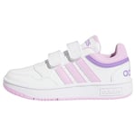 adidas Hoops Lifestyle Basketball Hook-and-Loop Shoes Low, Blanc(FTWR White/Bliss Lilac/Violet Fusion), 35 EU