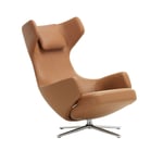 Vitra - Grand Repos Low, Aluminium Polished Base, Back/Seat Leather Premium L40 Chocolate - Fåtöljer - Antonio Citterio - Brun - Dun/Läder/Metall/Skum/Plast