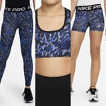 Girl’s Nike Pro Bra Shorts Leggings Outfit Tracksuit Age 10 - 12 M Blue Black 