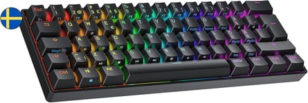 N60 Nova Clavier Mécanique de Jeu 60% | Hot Swap Gaming Keyboard | 62 Touches Programmables | RGB LED | Mac, PC Windows | QWERTY Suédois (Noir, Pro Yellow)