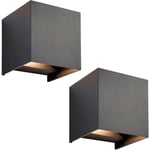 2 PACK Twin Outdoor IP44 Cube Wall Light - 2 x 5.5W CCT LED - Matt Black