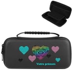 Etui pochette Switch LITE noir personnalisee prenom coeur raye