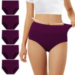 FALARY Culotte Femme Taille Haute Coton 5 pièces Violett 3XL