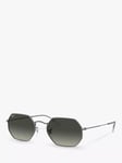 Ray-Ban RB3556N Unisex Heptagonal Sunglasses, Gunmetal/Grey Gradient