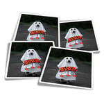 4x Square Stickers 10 cm - Ghost Dog Halloween Costume  #45145