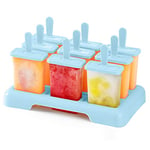 WWW Ice Lolly Moulds with Sticks,Popsicle Molds, Ice Lolly Mould Popsicle Mould 9 Pieces Ice Cream Moulds with Sticks PP Ice Pop Molds BPA Free Popsicle Mold,DIY Ideas Ice Lolly Moulds,Blue