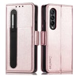 ZCDAYE Case for Samsung Galaxy Z Fold 5, Samsung Z Fold 5 Wallet Phone Case, Premium Flip Leather Phone Case for Samsung Z Fold 5 - Pink