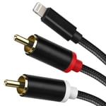 Adaptateur Auxiliaire Audio Lightning Vers Rca Pour Certains Modèles D'Iphone Ipad Pour Amplificateur De Puissance, Voiture, Home Cinéma, Haut-Parleur Et Plus Encore, Argenté, 4,6 M