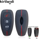 (Musta(punainen) 1kpl) 3-painikkeinen avainsuoja Ford Transit Custom Mondeo Fiesta Kuga ST Line MK3 Focus 3 Farmari Ecosport Case Avaimen suojaus