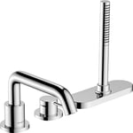 hansgrohe Tecturis S - Mitigeur baignoire 3 trous, Robinet baignoire 2 sorties avec guidage du flexible (sBox), Robinetterie bord de baignoire, Chromé, 73447000