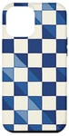 Coque pour iPhone 15 Pro Max Carreaux vichy bleu motif rustique à carreaux