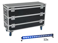 Set 12x LED IP T-Bar 16 QCL Bar + Case with wheels