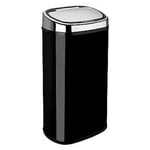 68L Kitchen Sensor Bin Automatic Waste Dustbin Home Office Chrome Lid Black Bin