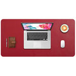 DOBAOJIA Tapis de Souris Grand Prolongé Mouse Pad Mat XL sous Main Bureau en Cuir Tapis de Portable Pad Écriture pour Bureau/Domicile, PU Étanche + Suède Antidérapant 80 x 40 cm (Bordeaux Rouge)