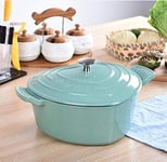 Cast Iron Casserole Soup Pot Cast Iron Pots Round Stew Pot Kitchen cookware Cooking Pot Casserole Broth Noodles Baby pan Gas Induction Cooker steam (Color : 22CM Green)