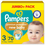 Pampers New Baby Size3 Nappy 6-10Kg Premium Protection Soft Jumbo+Pack 70Nappies