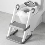 COOSEYA Frog Toilet Seat, Potty Training Toilet Seat for Toddler, Upgrade Potty Training Toilet 2 in 1 Toilet Seat for Boys Girls,Waterproof Soft Mat Non-Slip Step Stool(Grey)