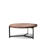 Dk3 - Plateau Coffee Table - Ø 80 cm - Höjd 35 cm, Skiva i Tvålad ek, Underrede i Svart pulverlackerat stål - Soffbord - Søren Rose Studio - Träfärgad - Metall/Trä