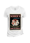 T-Shirt Homme Col V Shick's Cocktail Art Deco Affiche Publicitaire Ancienne Vintage