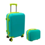 Ordinett Lot de 2 valises de Voyage – Beauty 15L + Bagages Cabine 43L | Vert | ABS | Imperméables et Anti-Rayures